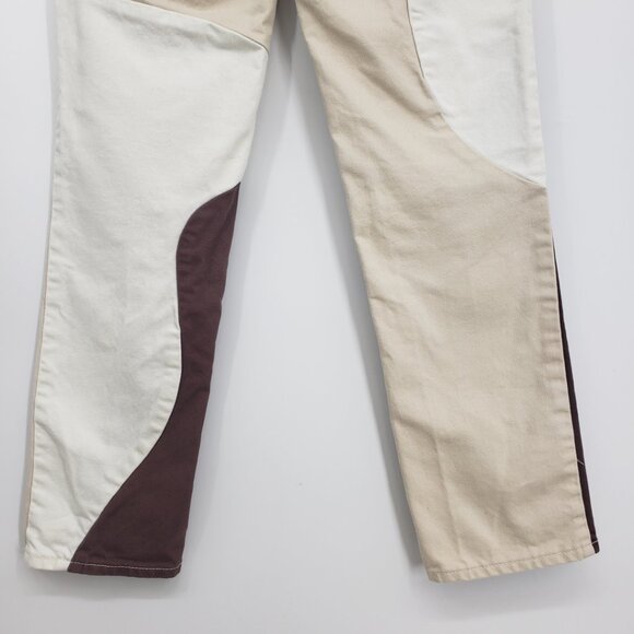 Pacsun Eco Paneled Mom Jeans 24 Womens Color Block Wave High Rise Cream Brown - Picture 7 of 10